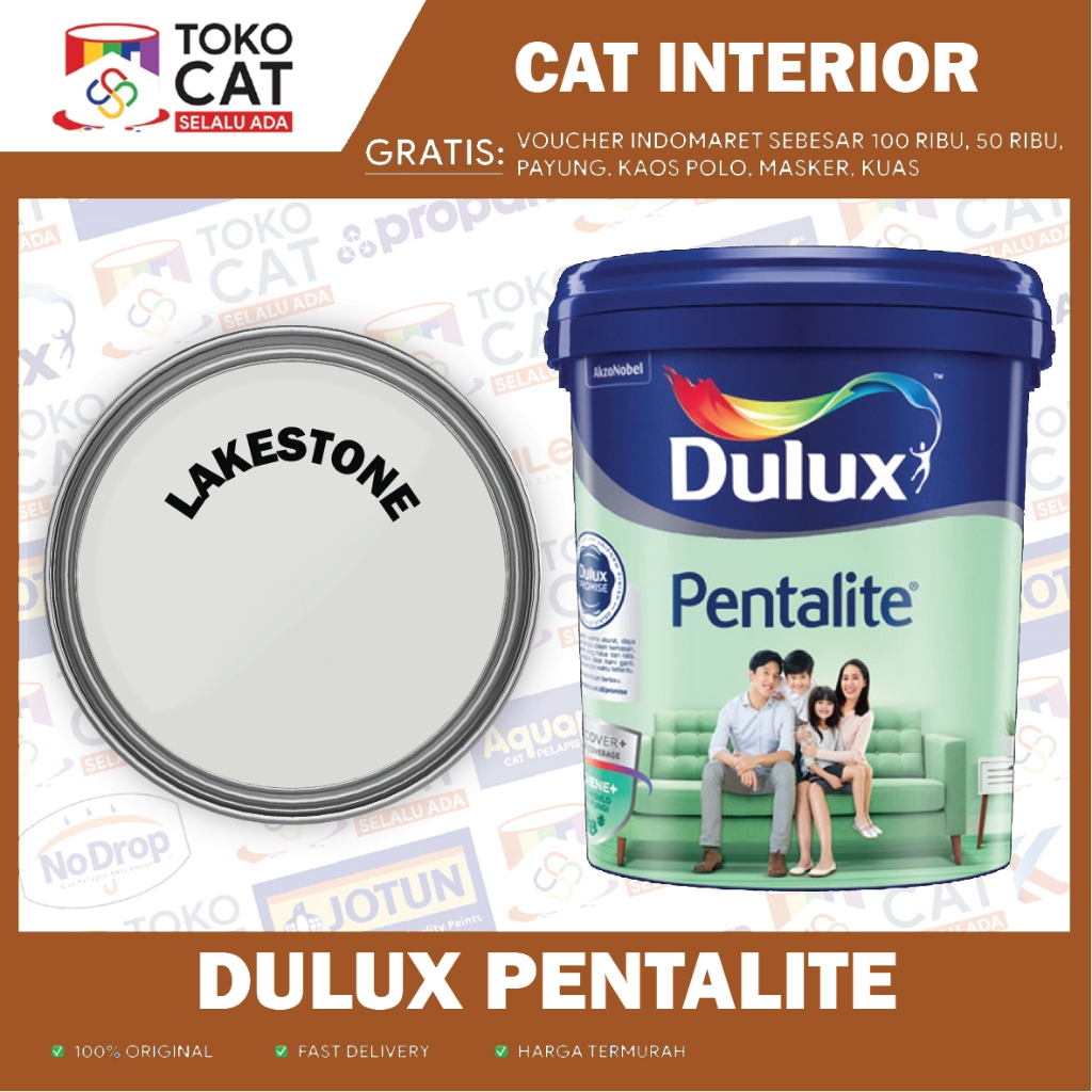 Cat Tembok Interior | Dulux Pentalite LAKESTONE 2,5 L | Kemasan Galon