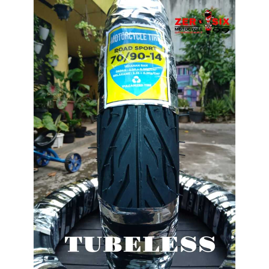 TERMURAH - BAN TUBELESS TUBELES TUBLES LUAR MOTOR MATIC MATIC METIK DEPAN 70/90 RING 14 - Mio Smile 