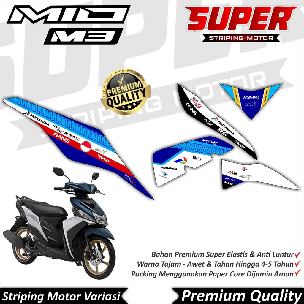 Stiker Mio M3 Anti Luntur keren Striping Mio M3 Striping Yamaha MIo M3 Mandalika