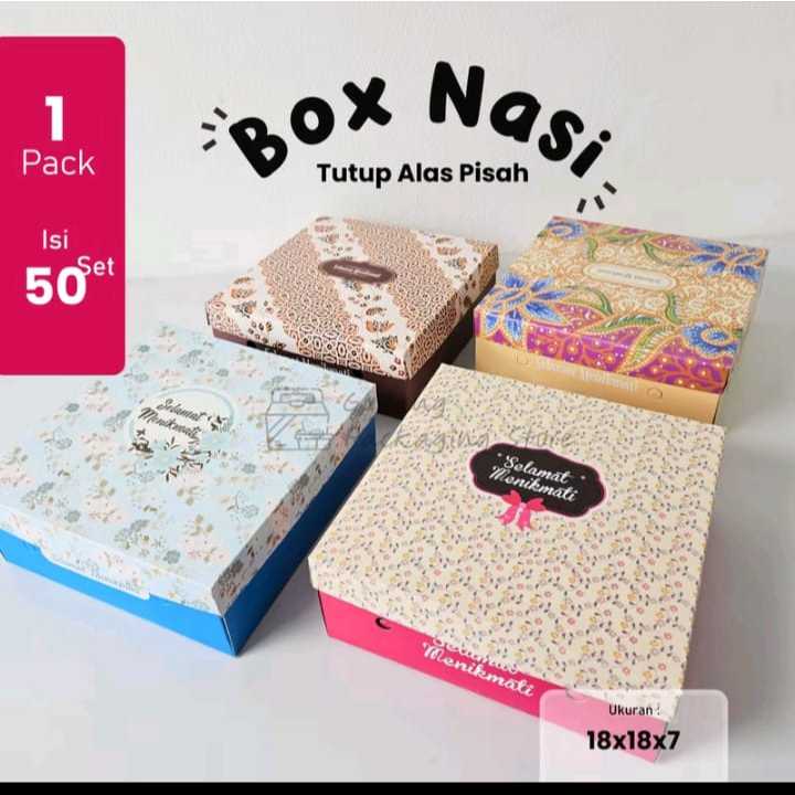 50 SET/22x22/ Box Nasi / Dus Nasi / Dus Hajatan / Box Nasi Tutup Alas Pisah