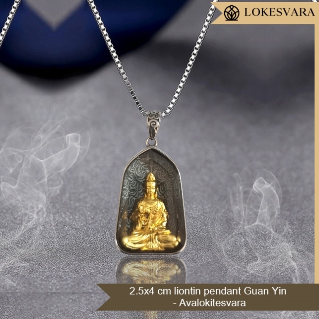 Liontin Kalung Pendant Buddha dan Bodhisattva 2.5x4cm
