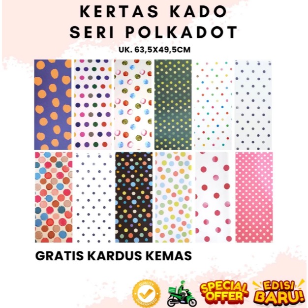 

Kertas Kado Wrapping Paper Sansan Wawa motif Polkadot