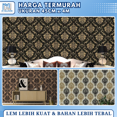 Wallpaper Dinding Kamar Tidur Motif Batik Hitam Gold Wallpaper Dinding Ruang Tamu Motif Hitam Gold
