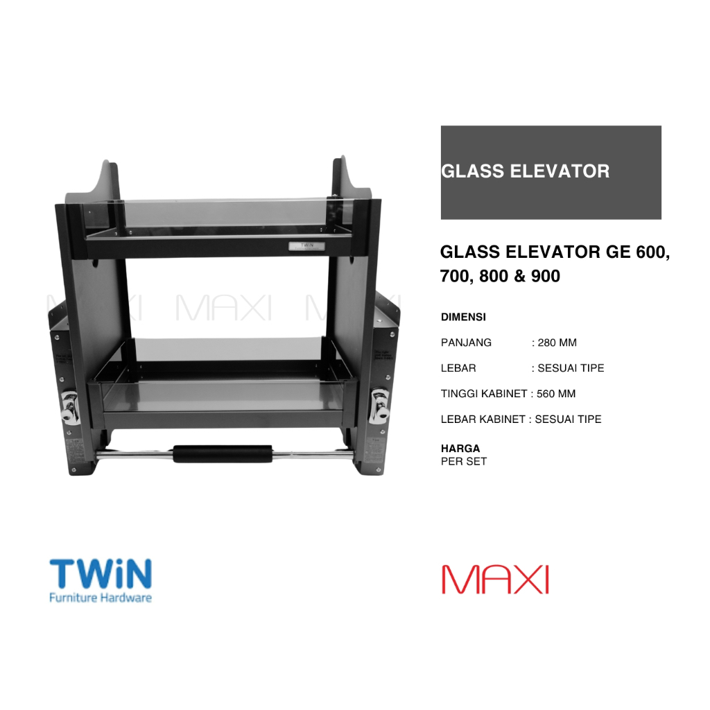 TWiN/HARFIT Moderna Elegante Elevator Basket TMB Glass Elevator - Kitchen Accessories Series