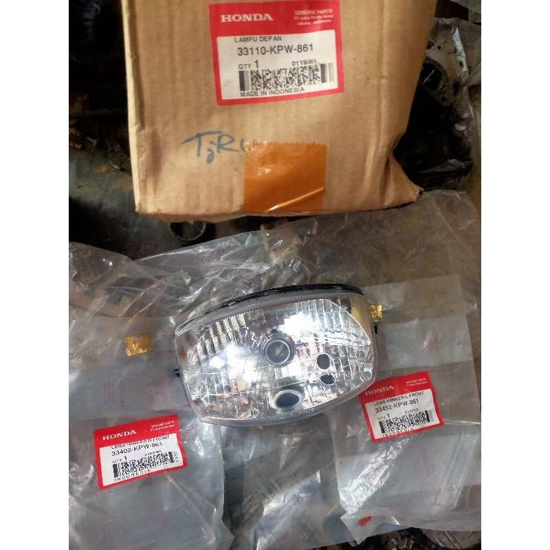 reflektor lampu depan, mika kaca lampu sen reting Honda kirana original