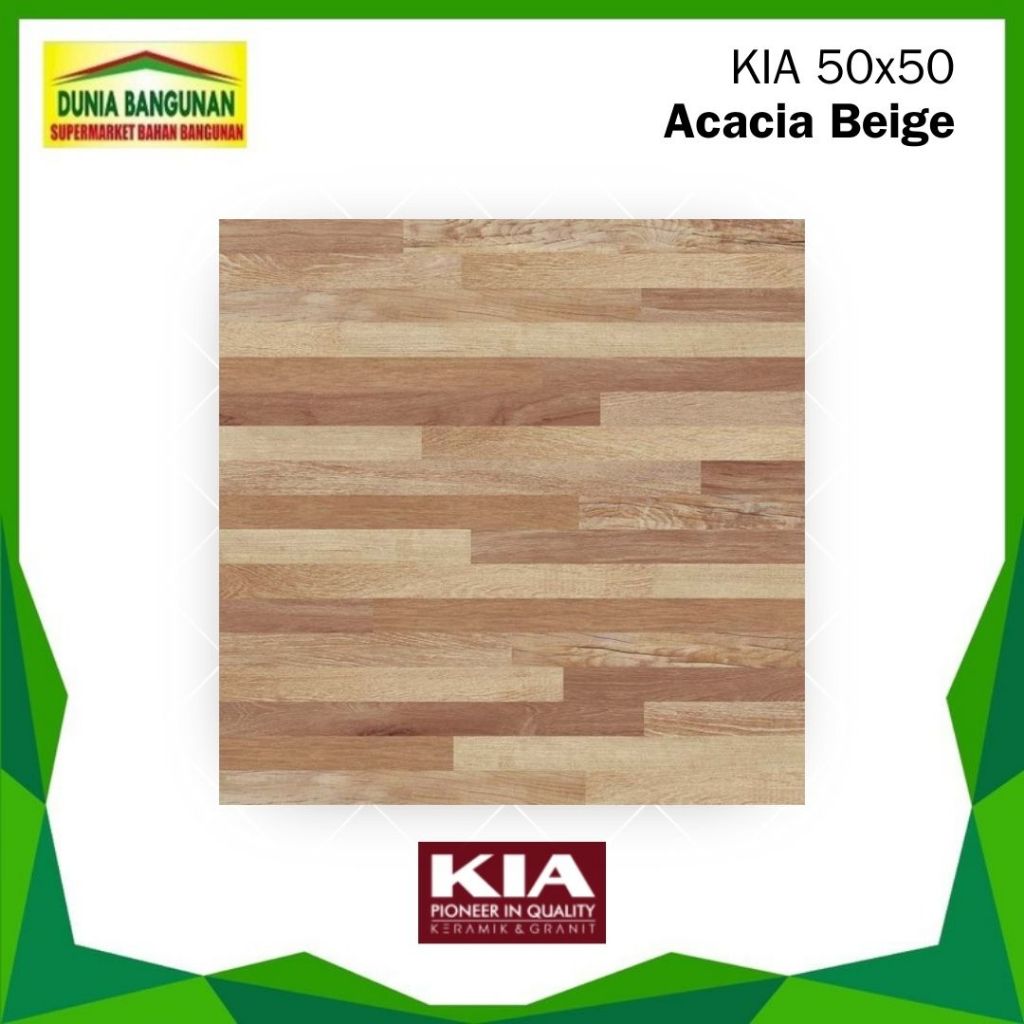 Keramik 50x50 Motif Kayu KIA Acacia Beige Keramik Lantai Doff / Keramik Lantai Ruang Tamu / Keramik 