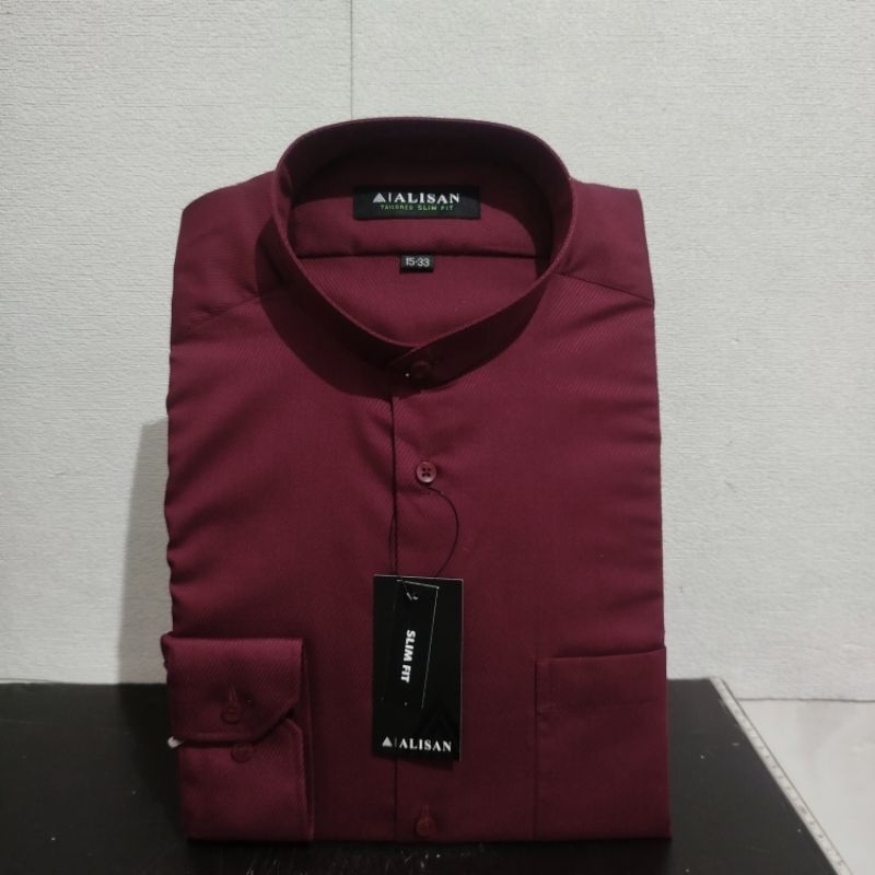 Lengan Panjang Slimfit ALISAN Dobby Koko Maron Krah Shanghai