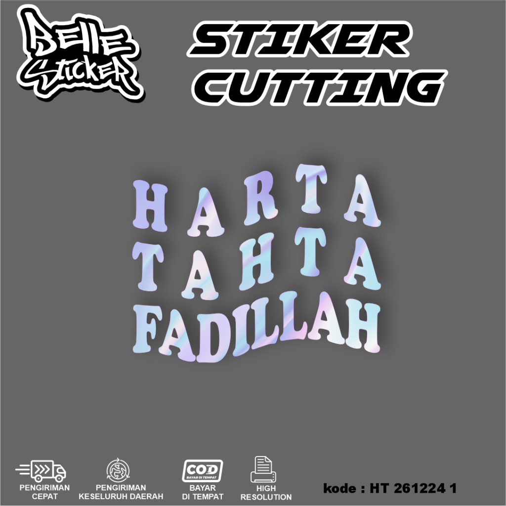 Cutting Stiker Harta Tahta hologram custom Nama Variasi Motor Mobil Sticker Timbul Dasbor Spakbor