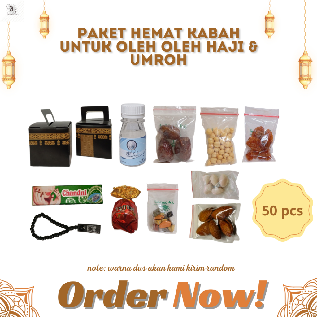 

50 pcs paketan hemat KABAH untuk oleh oleh haji dan (umroh isi air zamzam 50 ml)