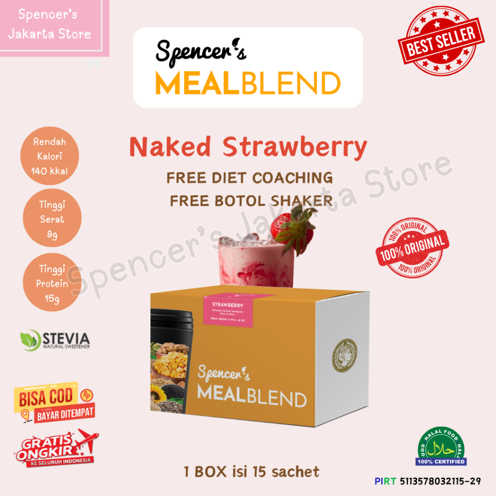 

Spencer's Mealblend Multigrain RASA STRAWBERRY - 1 Box isi 15 Sachet + BONUS SHAKER