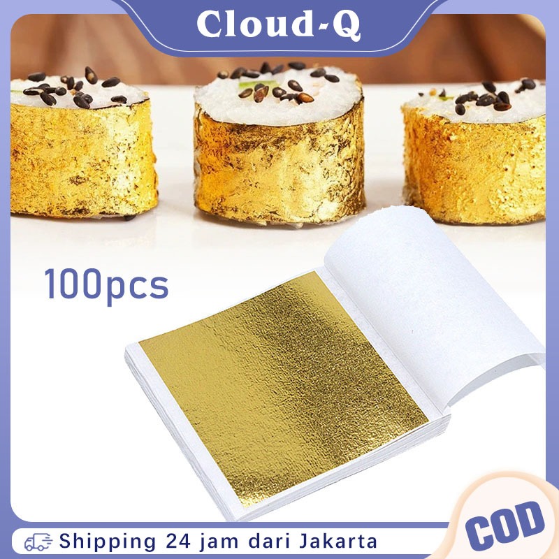 

100pcs Kertas Foil Emas Gold Foil Paper Kertas Foil Gold Untuk Dekorasi Kerajinan Tangan Gold Leaf Foil