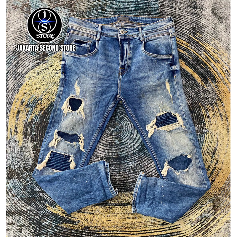 Celana Bikers Jeans Ripped Zara Man