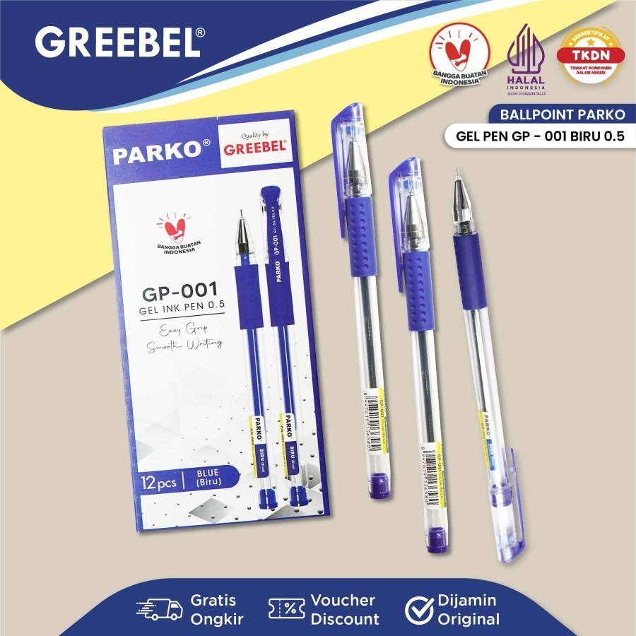 

Pena Pulpen Gel Greebel Parko GP-001 0.5mm Ballpoint Pen [1 Pak Isi 12 Pcs]