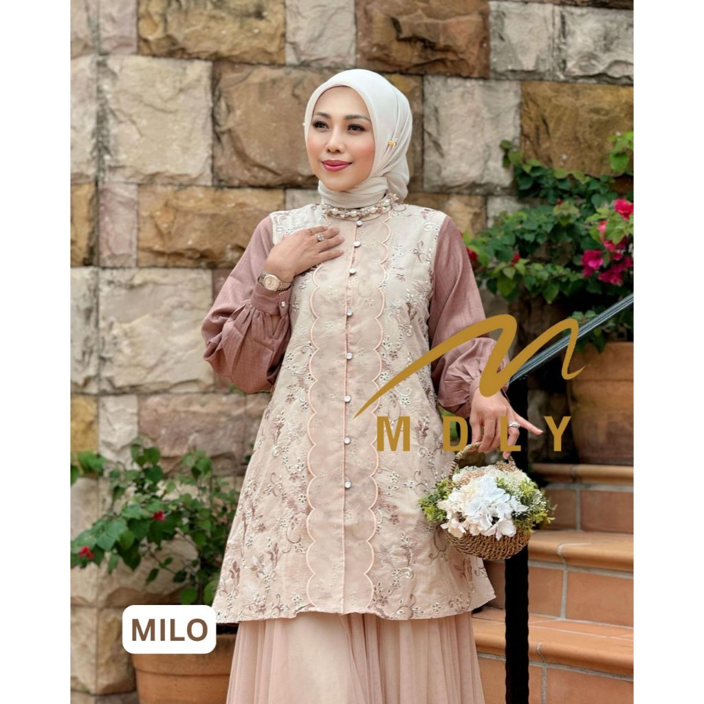 MDLY Baju Tunik |Wanita/Long Tunik Premium/Tunik Motif Bordir/Mazna/Rashaa Butterflly Tunic by MDLY