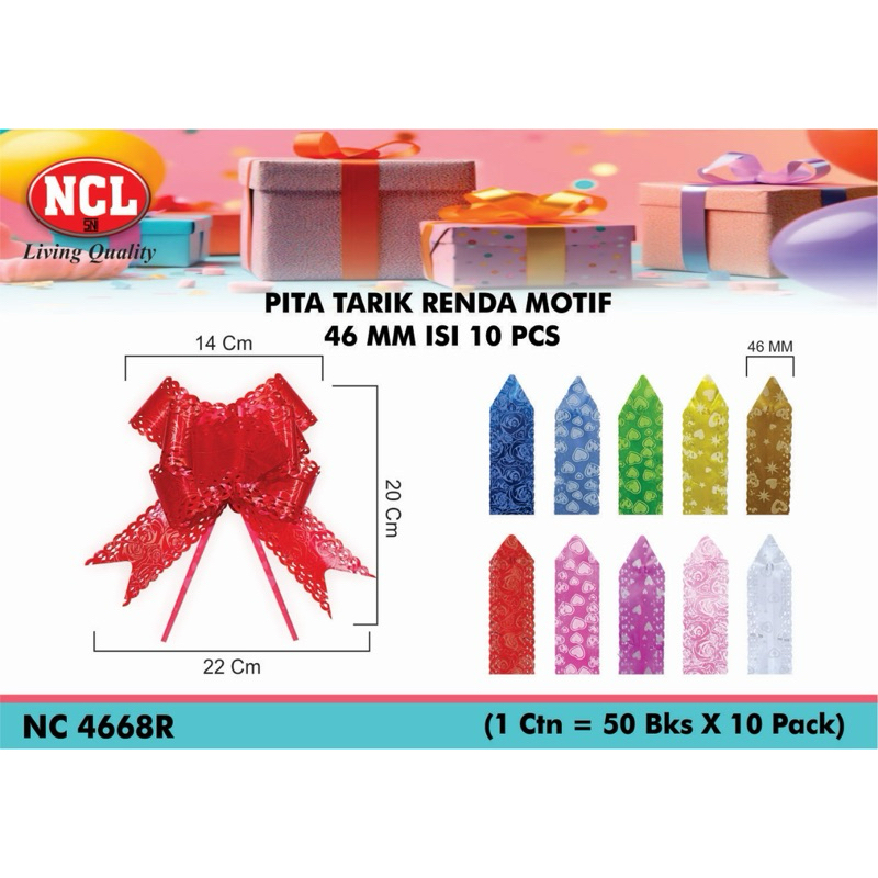 

Pita tarik kado Pita tarik renda motif isi 10 pcs NCL