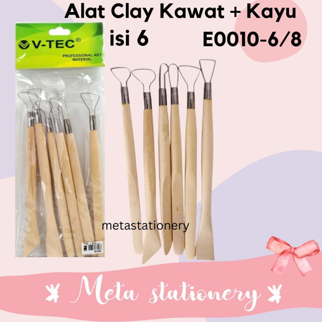 

Butsir / Clay Tools Set / Alat Ukir / Alat Clay Kawat + Kayu V-Tec E0010