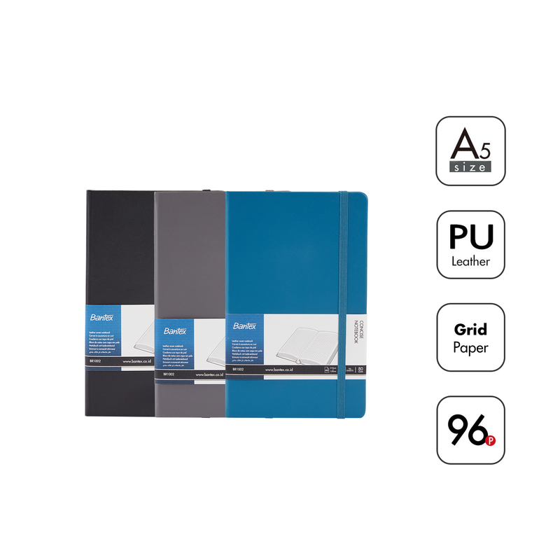 

[Avjaya Stationery] Bantex Buku Catatan Agenda Tali Kertas Bergaris Grid Bahan PU Leather Ukuran A5 BR1002