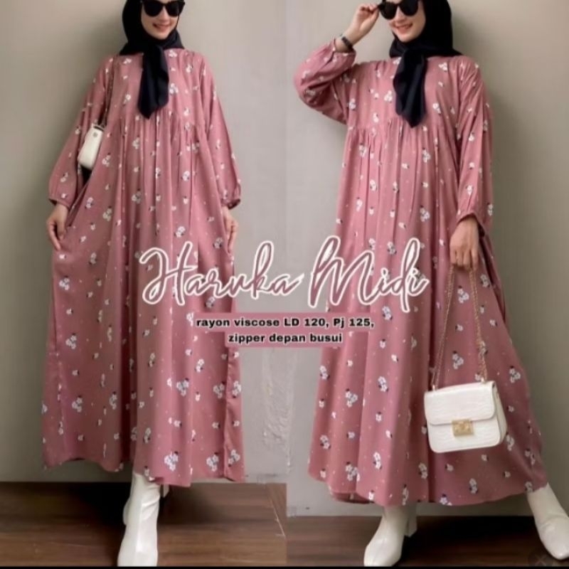 HARUKA Midi Dress Jumbo - Rayon Adem LD 150 140 130 120 110 PB 125 Busui Friendly XL XXL 3XL 4XL 5XL