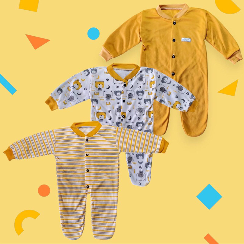 SNI 3 PCS Sleepsuit/ Jumpsuit bayi Newborn Kaki Tutup