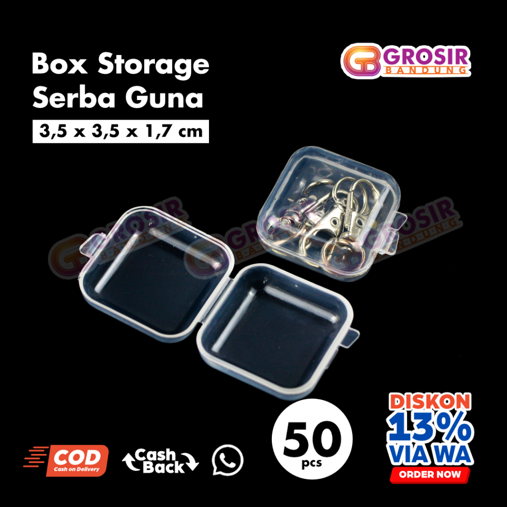 

(3,5 x 3,5 x 1,7 cm) Tempat Storage Plastik PP Box Transparan penyimpanan Organizer Serbaguna mini Sedang Besar