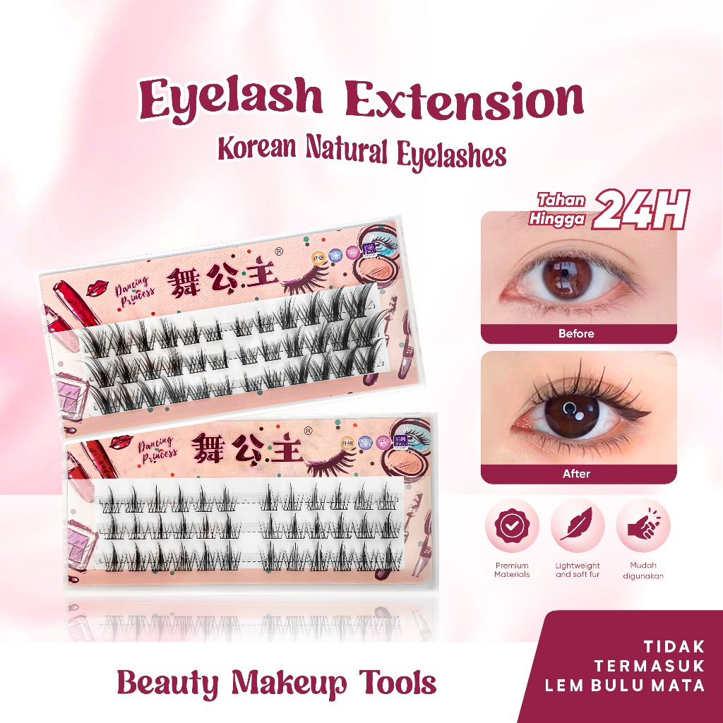 Pasang Bulu Mata Palsu Korea Natural Lembut Eyelash Extension Lashes Bulu Mata Paket Eyelashes