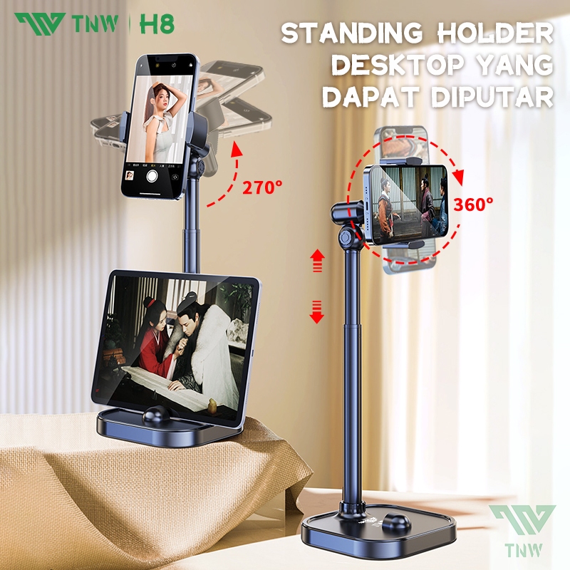 TNW H8 Stand Holder HP Aluminium Desktop Stand HP Flexible Rotate 360 Phone Holder Meja Overhead Pho