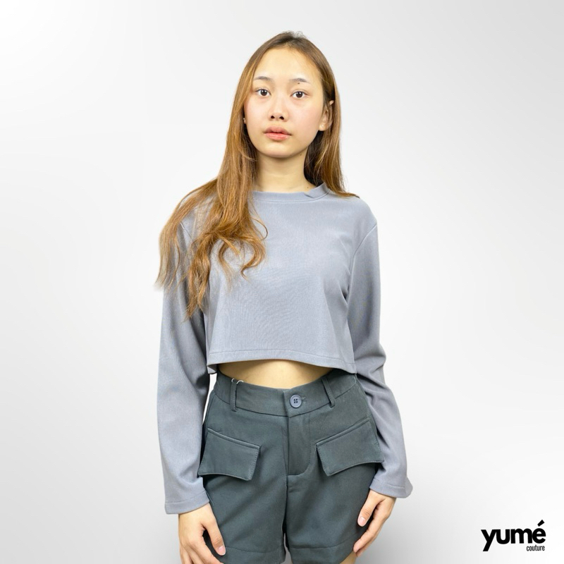 YUME Crop Top Scuba Lengan Panjang