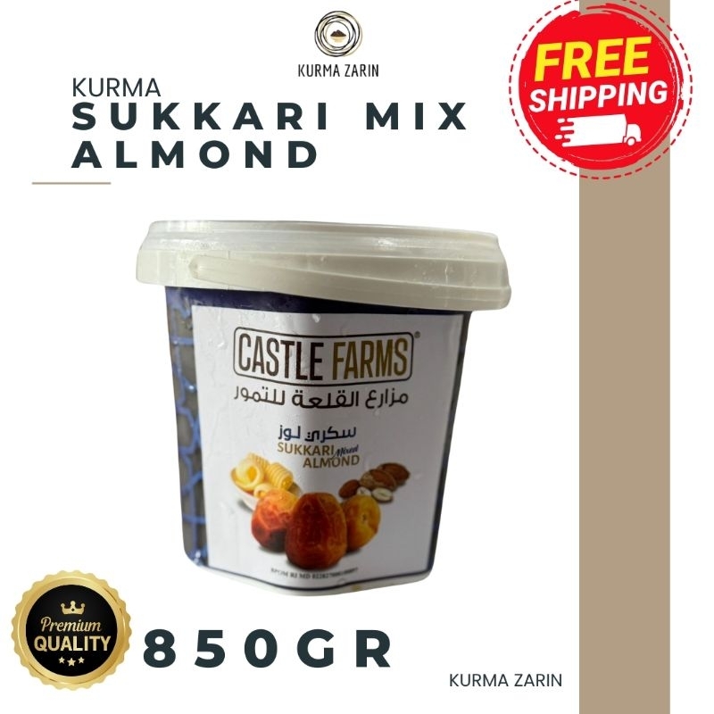 

Kurma Sukkari Mix Almond dan Butter Castle Farm 850gr 150gr Instan