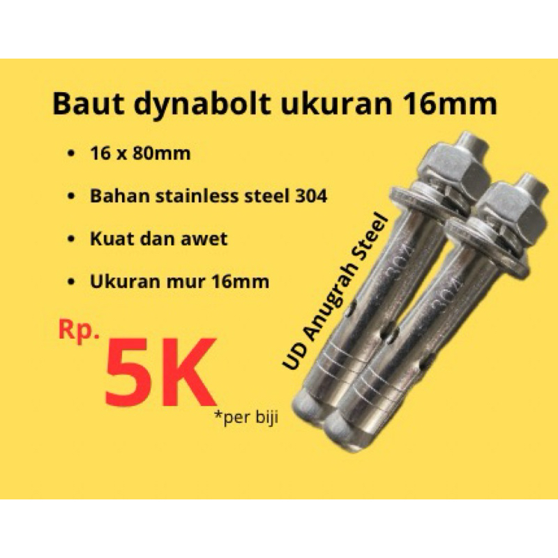 Baut dynabolt kunci 16 stainless 304