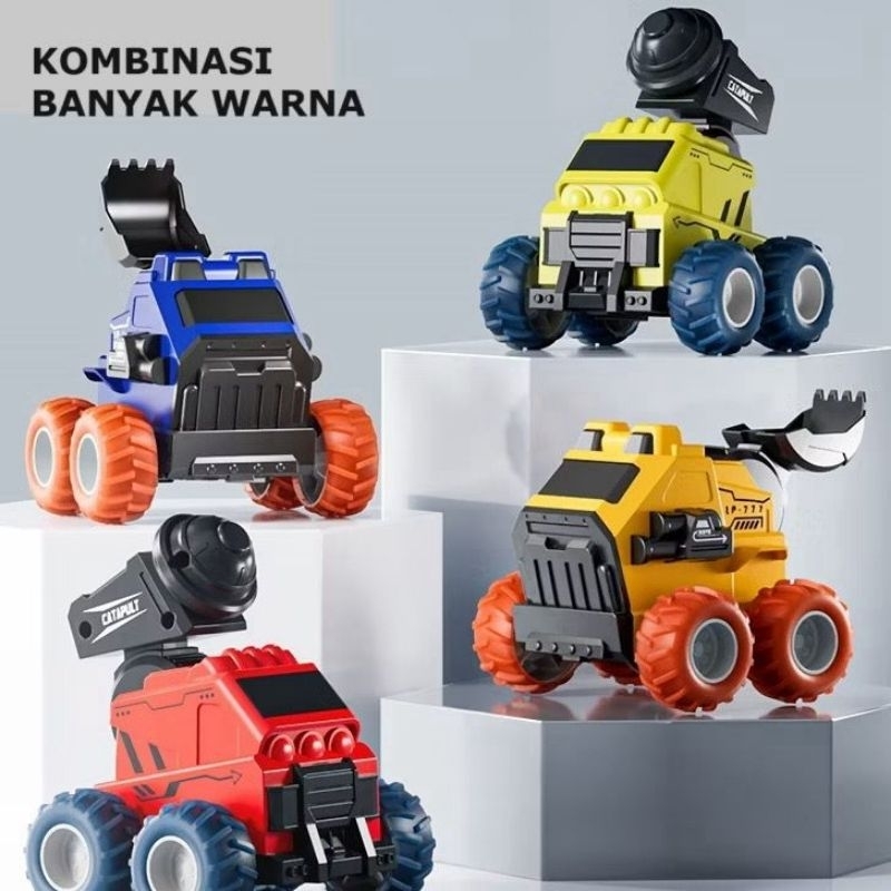 Mainan monster truk tarik mundur mobil pelempar batu/mobil roket rudal