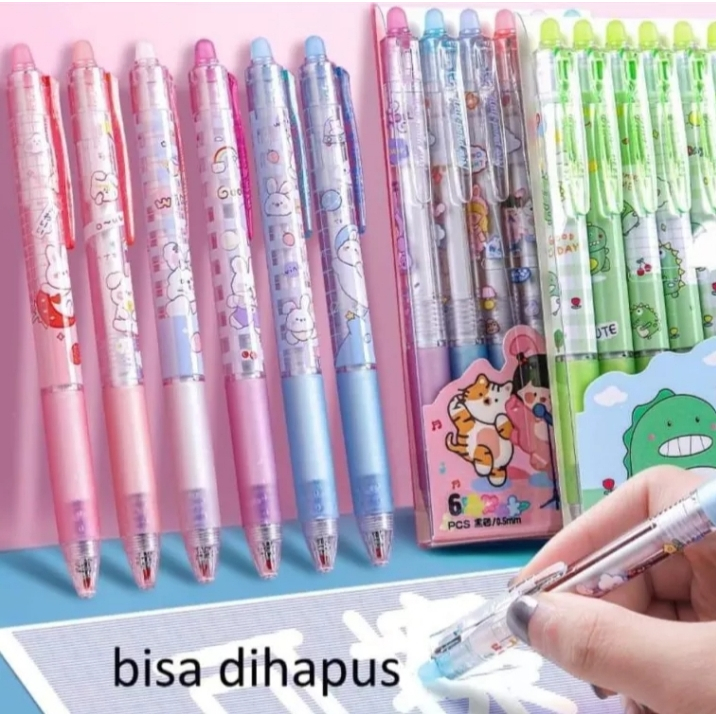 

PULPEN GEL BISA DIHAPUS MODEL CLICK KARAKTER KARTUN ISI 12 PULPEN