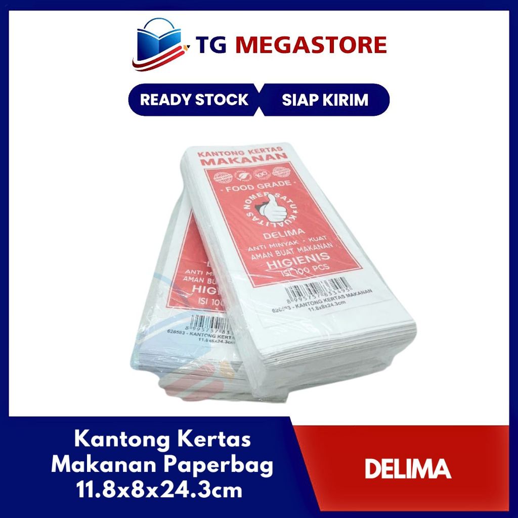 Kantong Kertas Makanan Paperbag Delima 11.8x8x24.3cm - 100 lembar