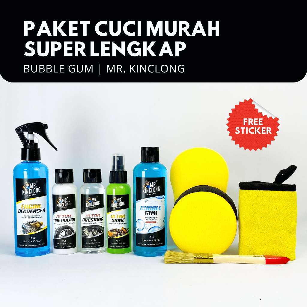 PAKET CUCI MURAH SUPER LENGKAP BY MR KINCLONG | SABUN CUCI MOTOR MOBIL 250 ML | PENGKILAP BODY GLOSS