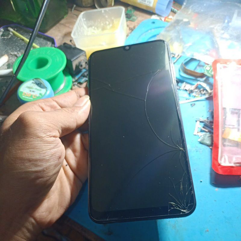 lcd samsung a50s copotan ori minus retak tested