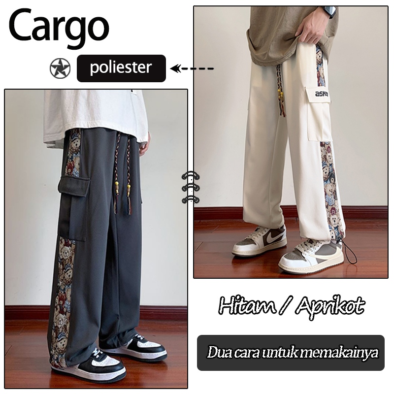 celana cargo korean style celana jogger cargo pria celana joger batik batik modern semi batik hitam 