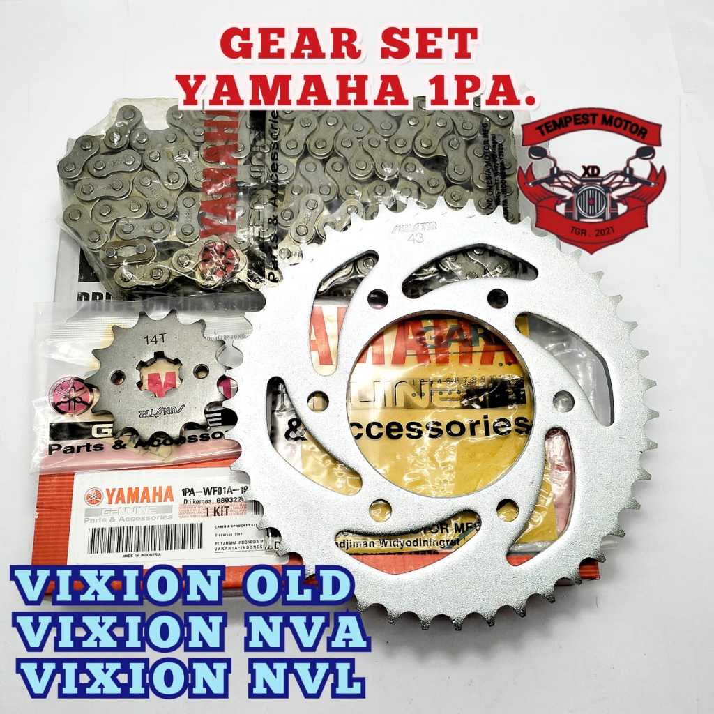 GEAR SET VIXION GEAR SET YAMAHA 1PA GEAR DEPAN BELAKANG VIXION GIR RANTAI ORI VIXION NVA GER SET NVL