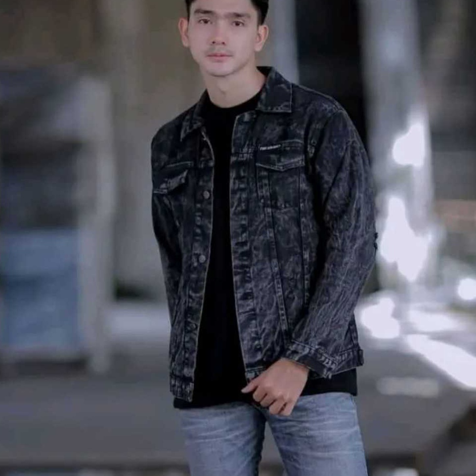 KODE L15G LOGO GM  Premium Quality Jaket Jeans Sandwash Pria Oversize