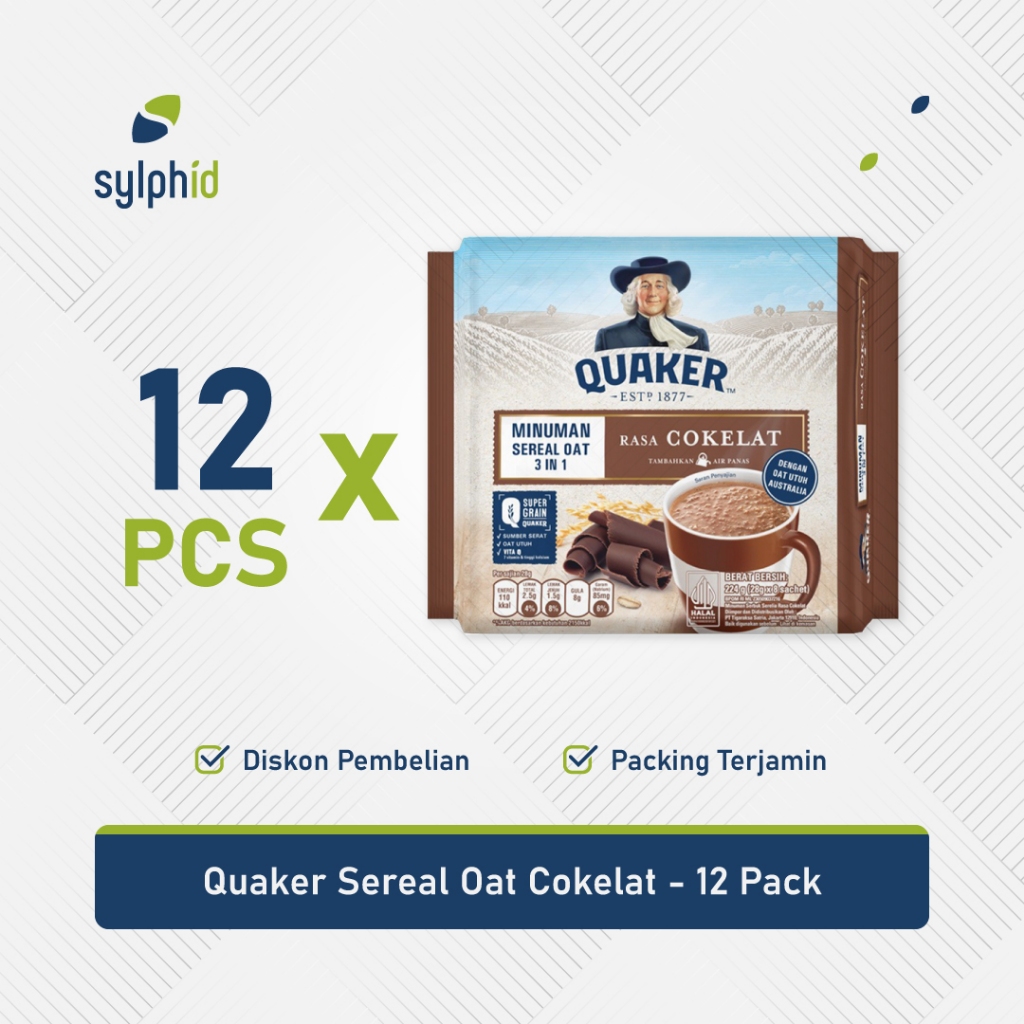 

1 Dus Quaker Oat Cokelat 224gr (8s x 28gr) / Oatmeal 1 Karton (12 pack)
