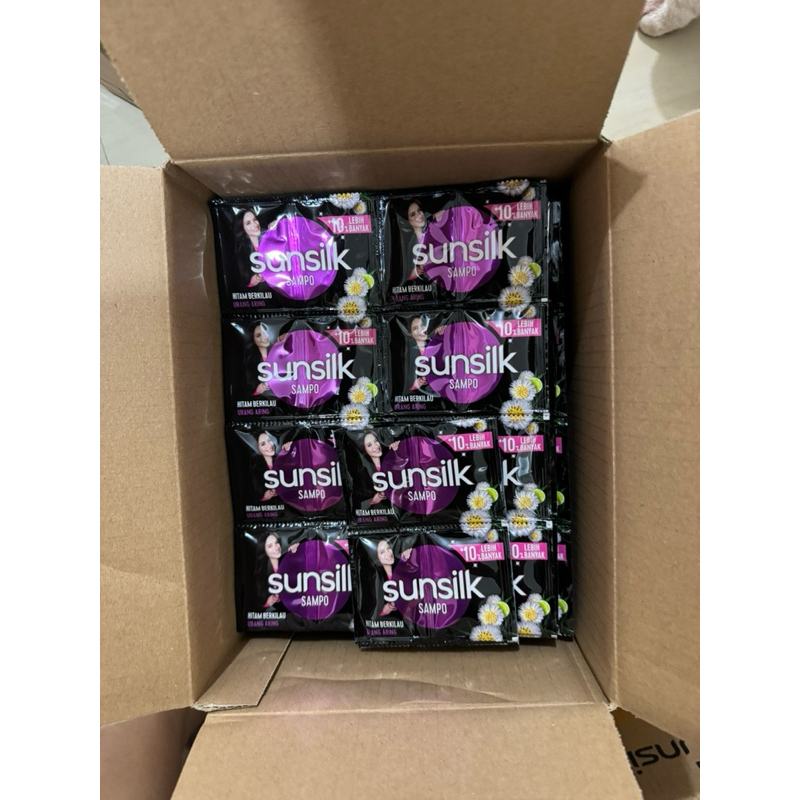 ( 1 Renceng Isi 12 Sachet ) Sampo Sunsilk Sachet 1 Renceng Black Shine Shampoo Soft & Smooth shampoo