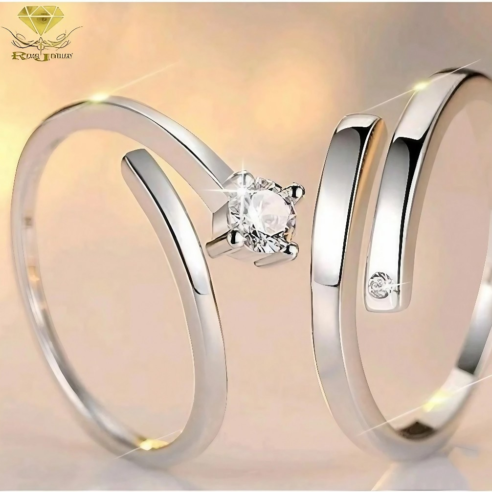 Cincin Tunangan Couple Emas Berlian Eropa ASLI ORIGINAL Putih Nikah Kawin Pernikahan Wedding NKZ75