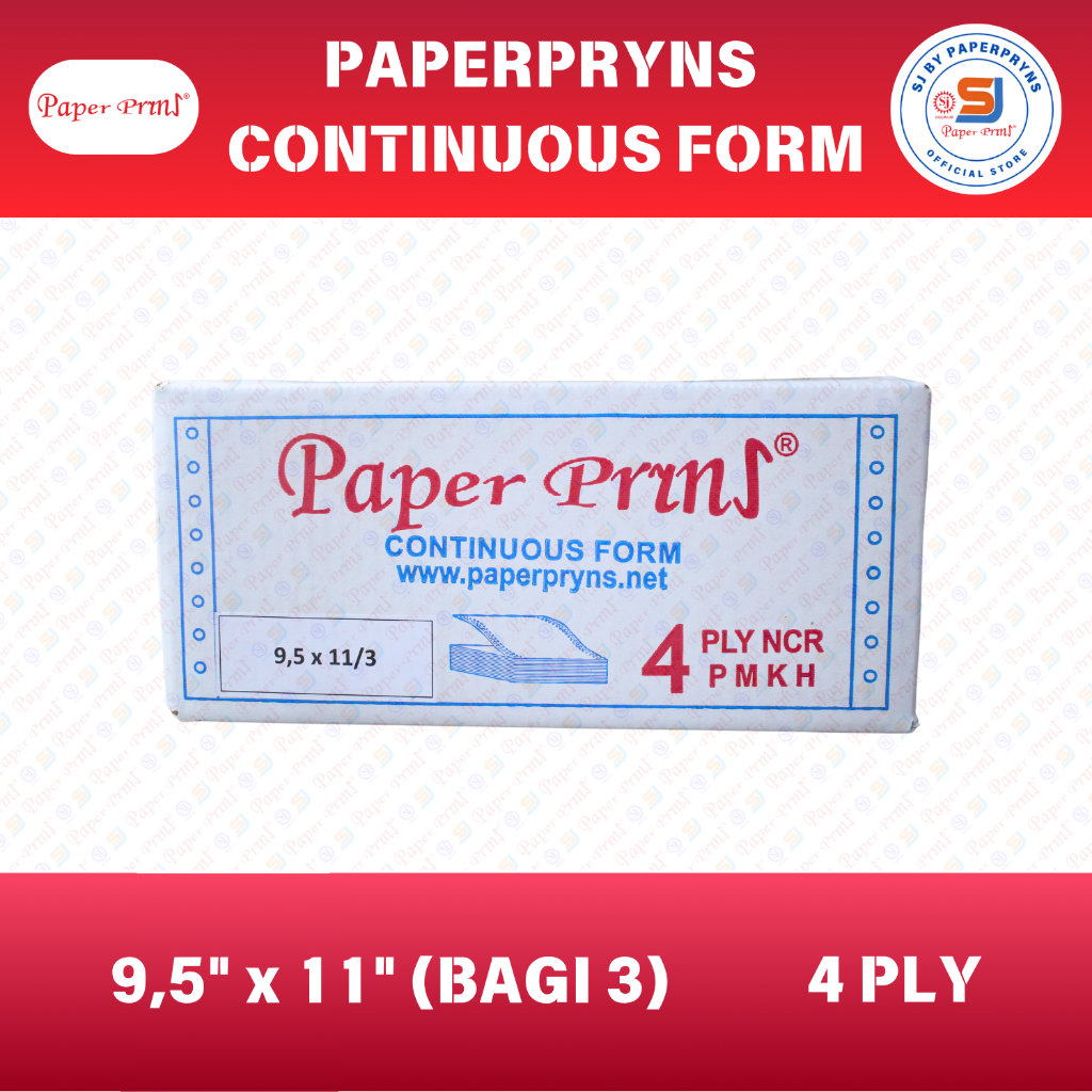 

PAPERPRYNS Continuous Form 9,5" × 11/3" (BAGI 3) - 4 PLY - NCR Sheets