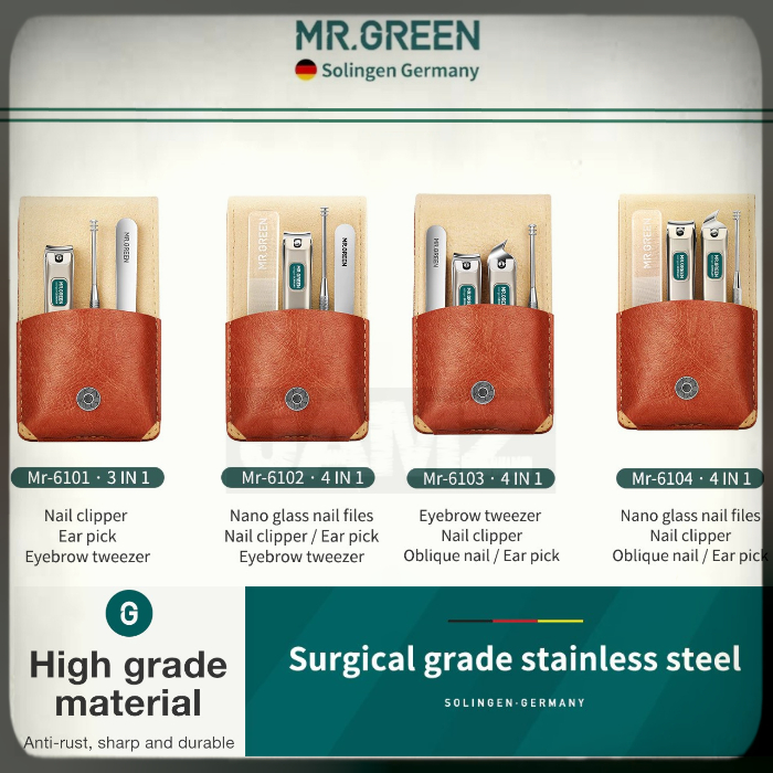 [VARIANT BARU] MR.GREEN Manicure Set Nail Clipper Manicure Pedicure Set Gunting Kuku MR.6101 MR.6102