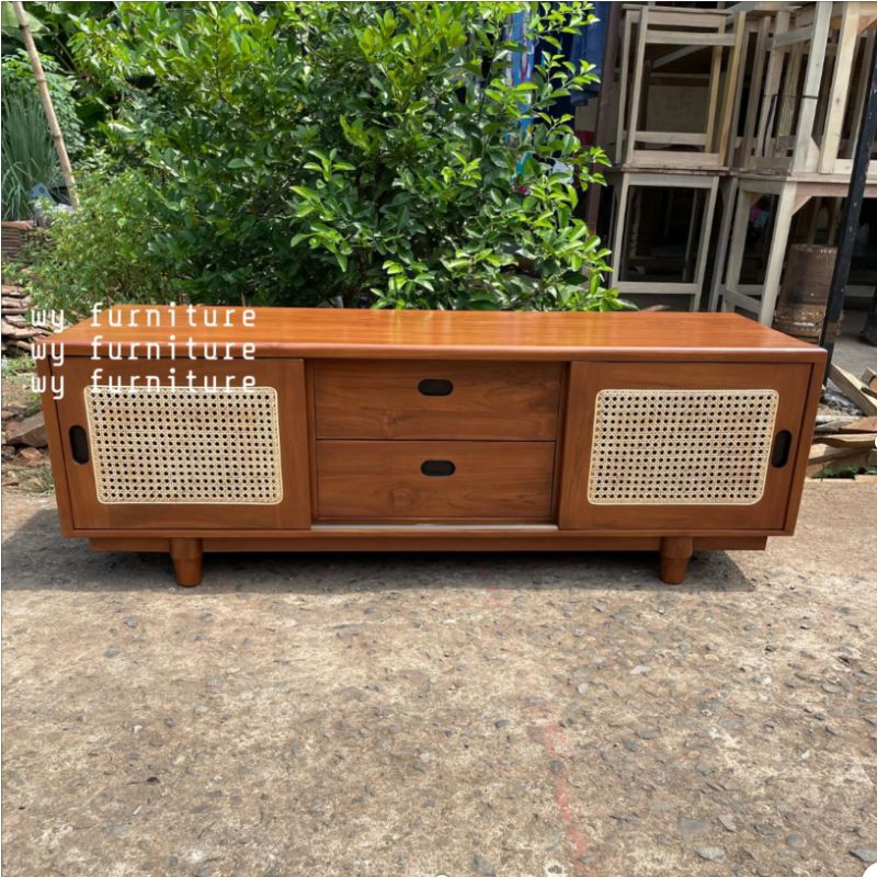 bufet tv retro minimalis kayu jati - bufet retro minimalis kayu jati - meja tv kayu jati