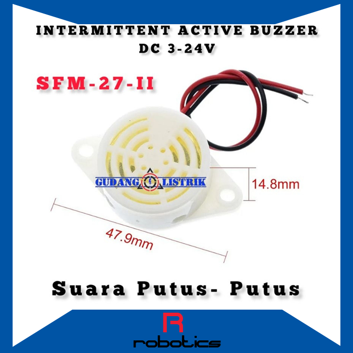 Putus-Putus Alarm DC 3-24V active piezo buzzer SFM 27 speaker 5v 9v 12v