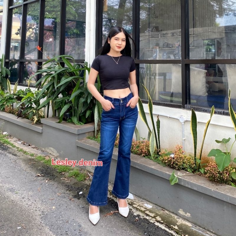 Celana Panjang Highwaist Kulot Jeans Wanita Premium // Celana Wisker Jeans Kulot Highwaist Double Bu