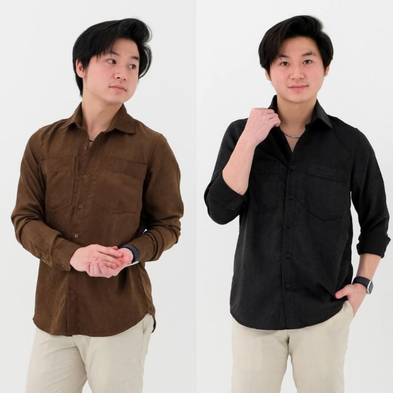 Kemeja Panjang Pria Bahan Suede Cody Workshit Pria Bahan Corduroy suede Kemeja Double Pocket Casual 