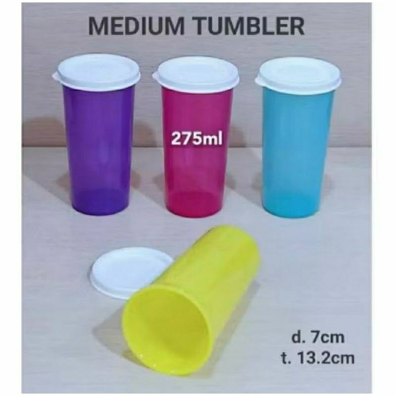 TUPPERWARE MEDIUM TUMBLER 275 ML BOTOL GELAS MINUM TUTUP
