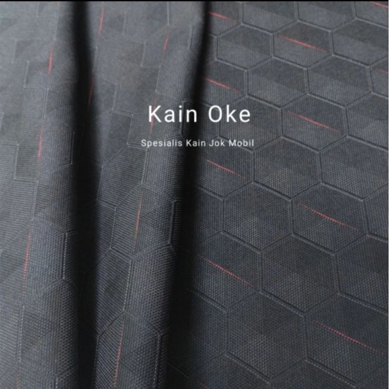 Kain Jok Mobil Hitam Motif Merah