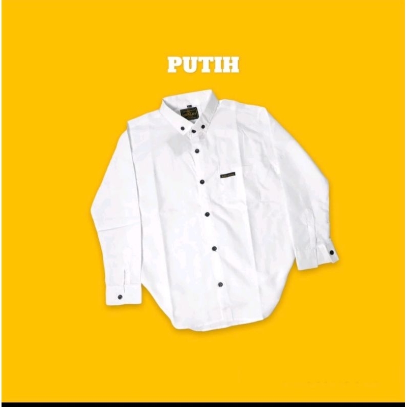 KEMEJA ANAK-ANAK POLOS LENGAN PANJANG WARNA PUTIH - KEMEJA ANAK - HEM POLOS ANAK - KEMEJA ANAK UMUR 