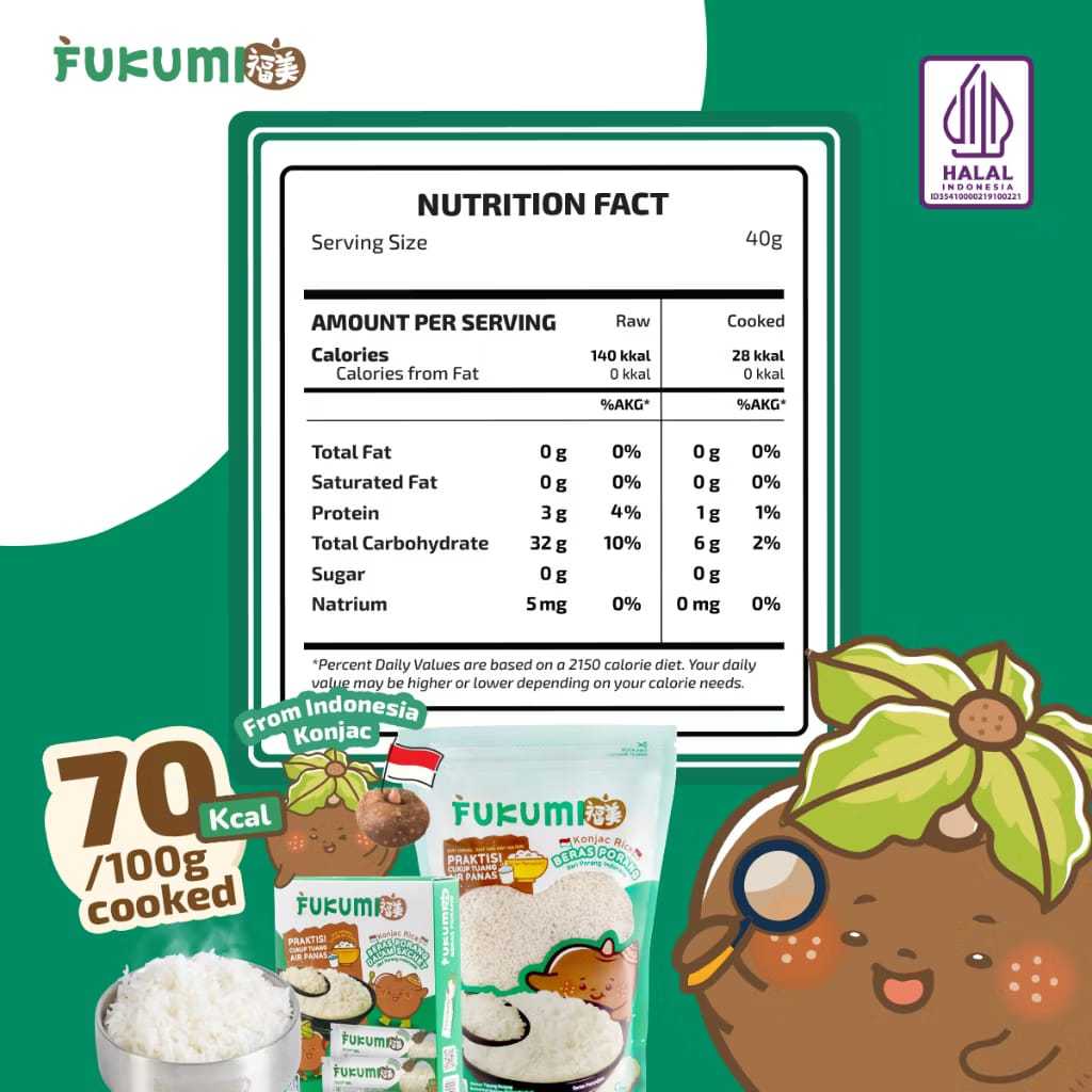 

Ready Fukumi Beras Porang Pouch 1KG Diabtx Diet Friendly